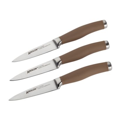 Anolon - SureGrip Set of 3 Japanese Stainless Steel Paring Knife Set with Sheaths