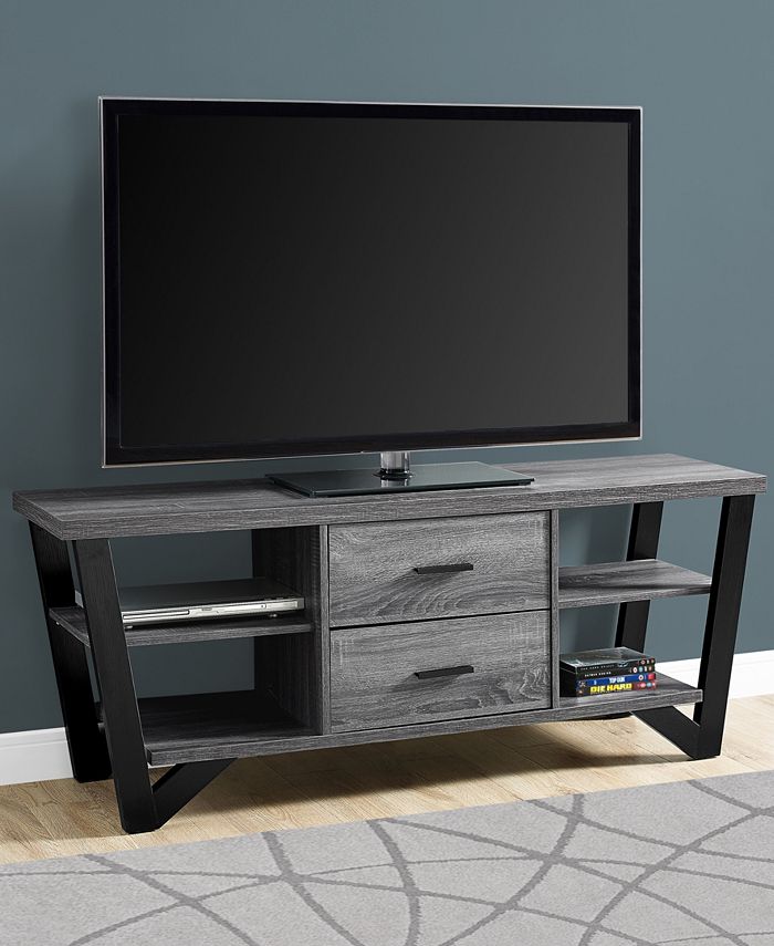 Monarch Specialties - TV Stand - 60"L Grey-black With 2 Storage Drawers