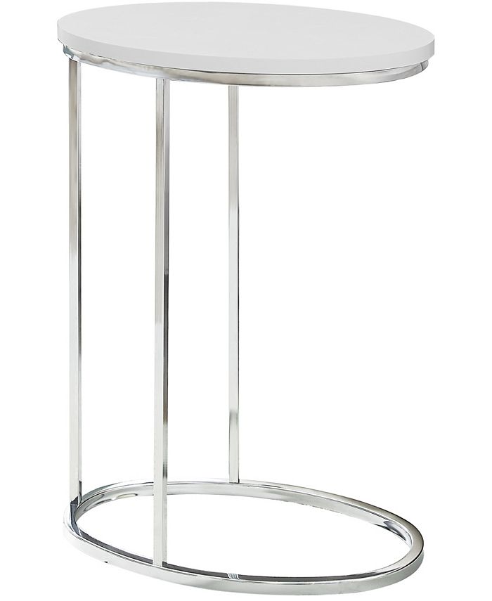 Monarch Specialties Chrome Metal Oval Edgeside Accent Table in Glossy