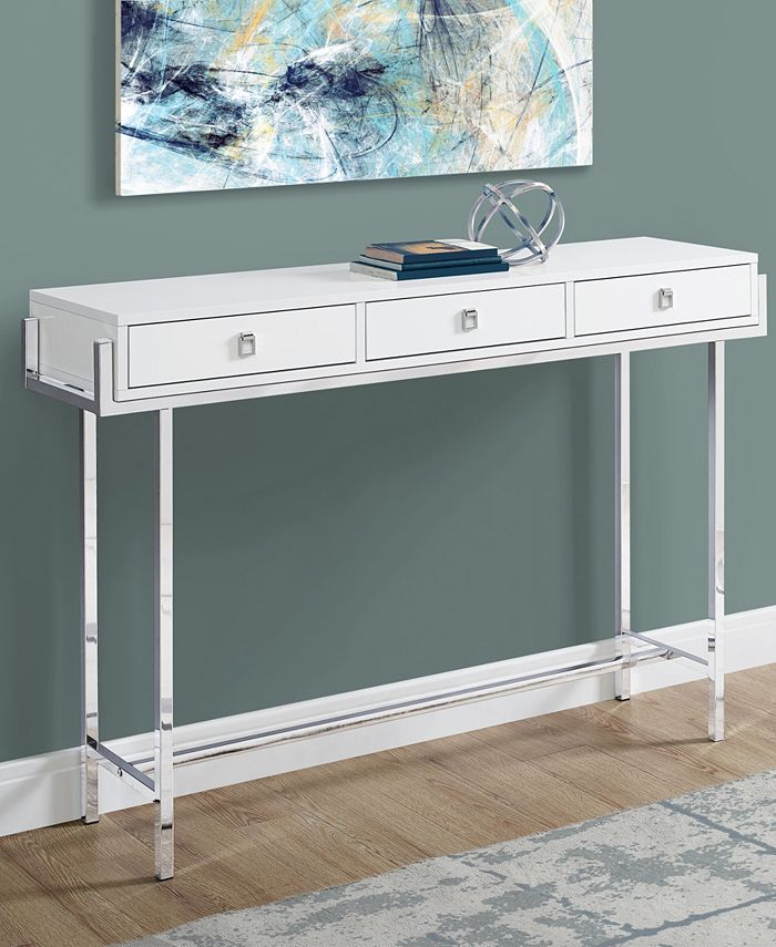 Monarch Specialties 48"L Console Accent Table in Glossy White Finish