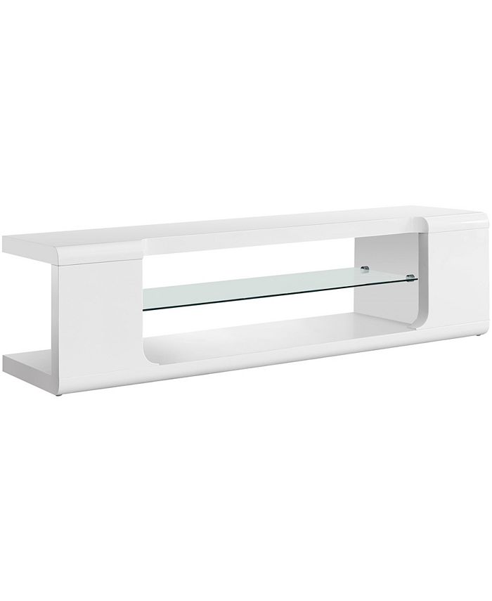 Monarch Specialties - TV Stand - 60"L High Glossy White With Tempered Glass