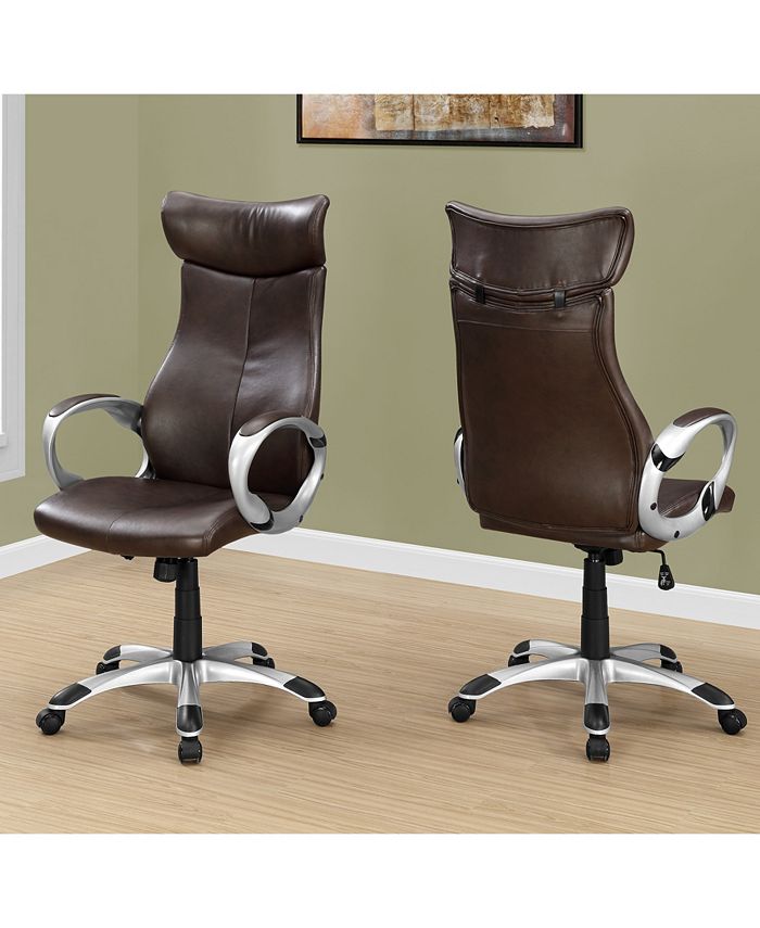 Monarch Specialties - Office Chair - Brown Leather-look High Back Executive