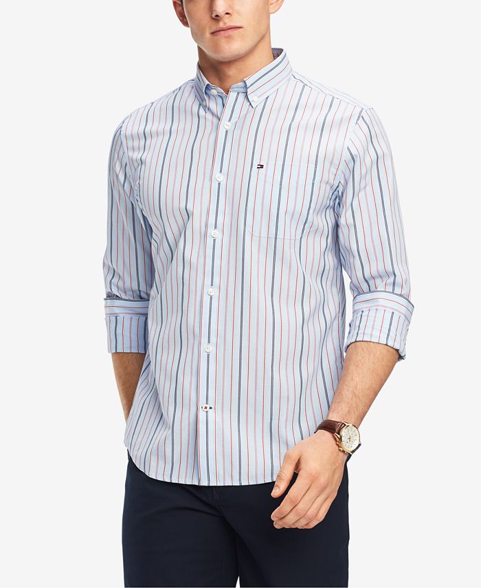 Tommy Hilfiger Men's Classic Fit Ross Striped Shirt, Created for Macy's ...