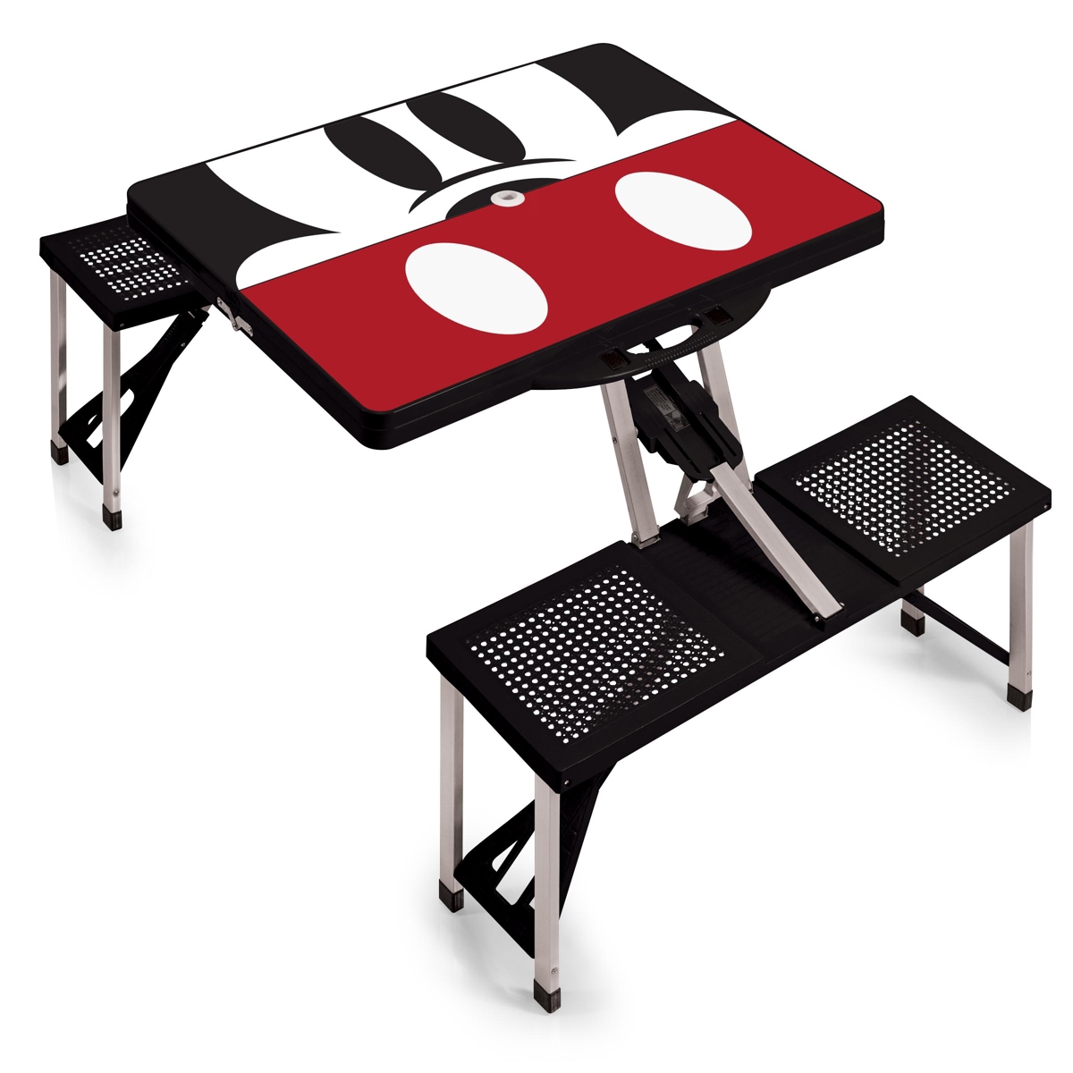 Disney's Mickey Mouse Silhouette Picnic Table Portable Folding Table with Seats - Black