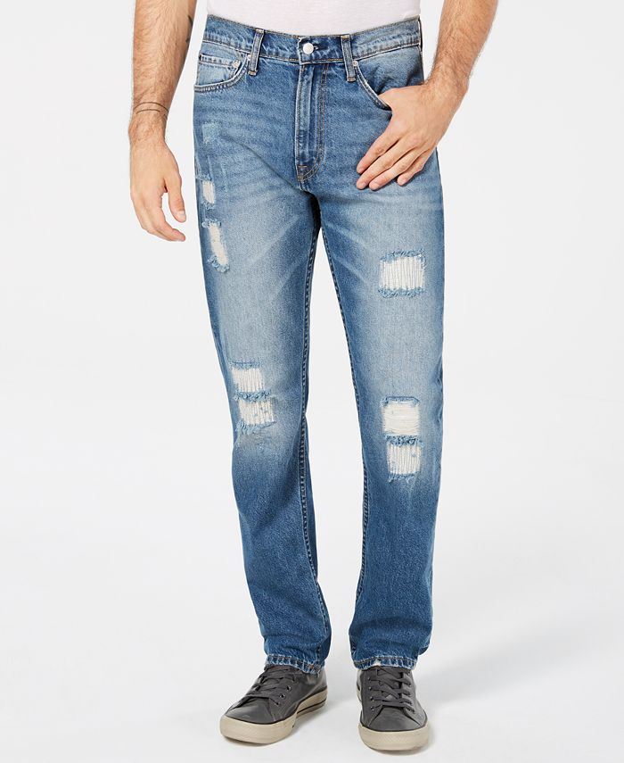 Calvin Klein Jeans Men's Straight Fit Ripped Jeans & Reviews - Jeans ...
