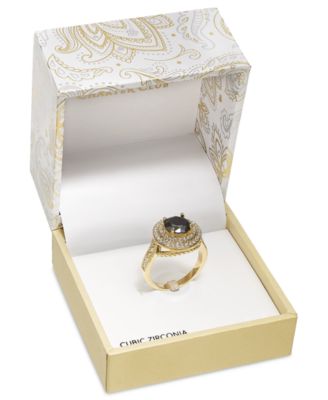 Pav&eacute; Stone Halo Ring in Fine Silver Plate