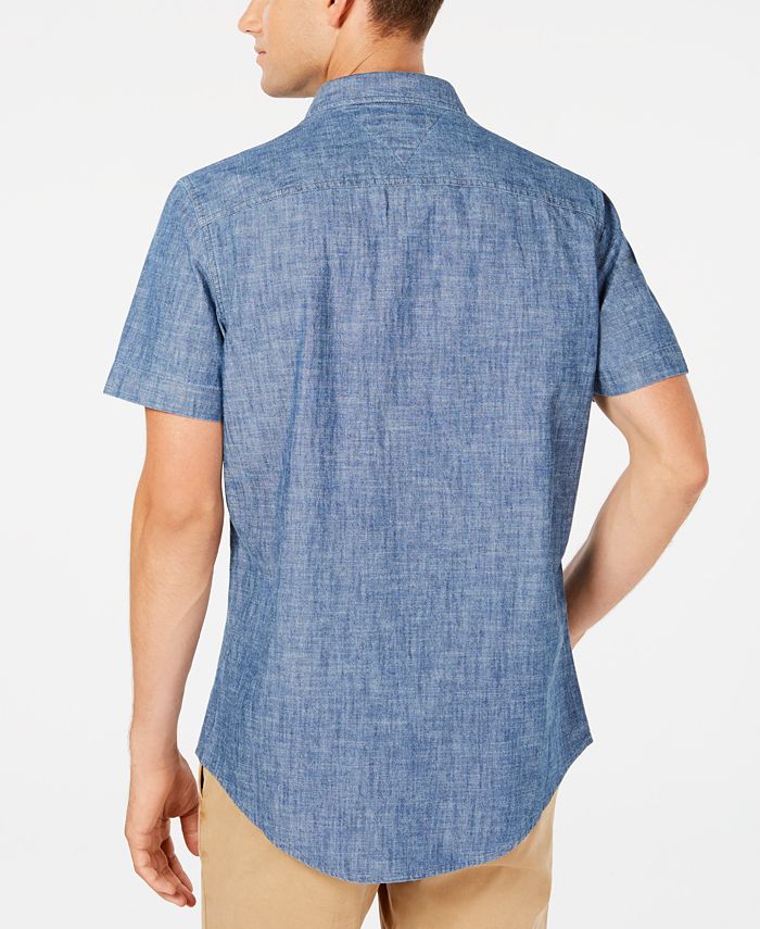Tommy Hilfiger Men's Custom-Fit Chambray Shirt, Created for Macy's ...