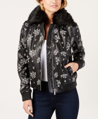 Michael kors fur trimmed bomber jacket online