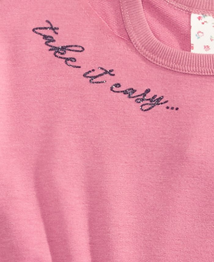 Belle Du Jour Big Girls Cropped Drop Shoulder Sweatshirt - Macy's