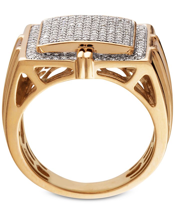 Macy's Men's Diamond Pavé Ring (1 ct. t.w.) in 10k Gold - Macy's