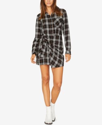 Sanctuary - Ani Plaid Tie-Front Shirtdress