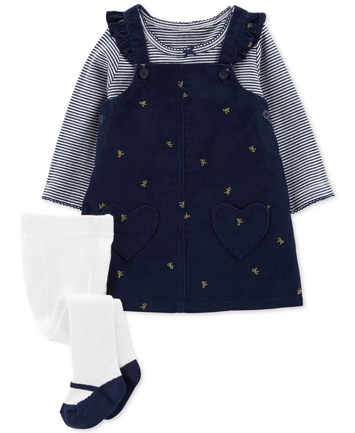Carter s Baby Girls 3 Pc. Jumper Top Tights Set Macy s