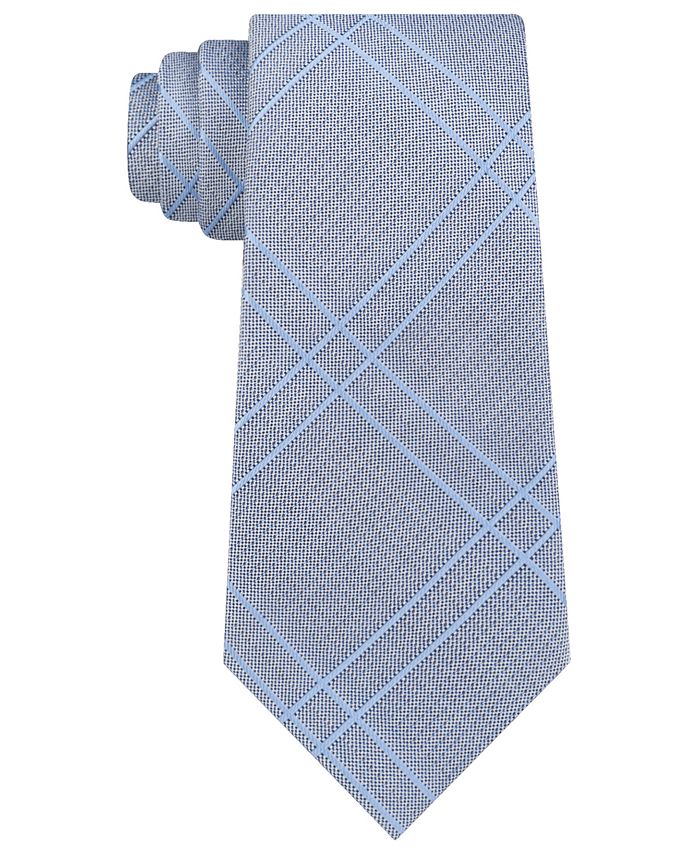 DKNY Men's Linear Plaid Slim Silk Tie - Macy's