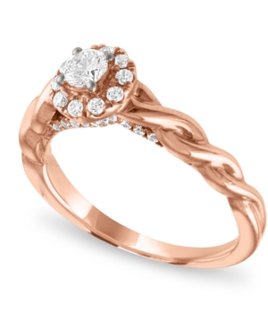 image of Diamond Halo Enagagement Ring (1/2 ct. t.w.) in 14k Rose Gold