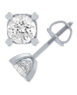 image of Diamond Stud Earrings in Heart Shape Prongs (3/4 ct. t.w.) in 14k White Gold