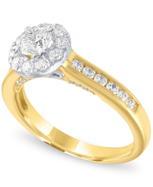 image of Diamond Two-Tone Halo Engagement Ring (1 ct. t.w.) in 14k Gold and White Gold