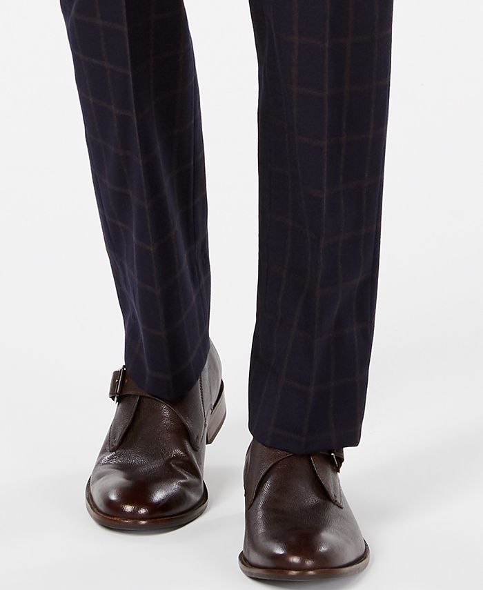 Men's Dark Navy  Plaid ~ Windowpane Vested Suit main image 0