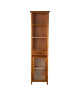Elegant Home Fashions - Avery Linen Cabinet with 1 Drawer and 3 open shelves - Wood veneer with Oil Oak finish