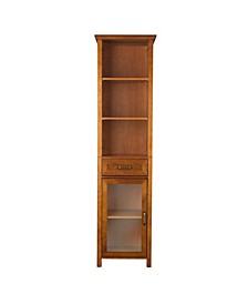 Avery Linen Cabinet with 1 Drawer and 3 open shelves - Wood veneer with Oil Oak finish