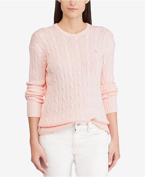 ralph lauren pink cable knit sweater