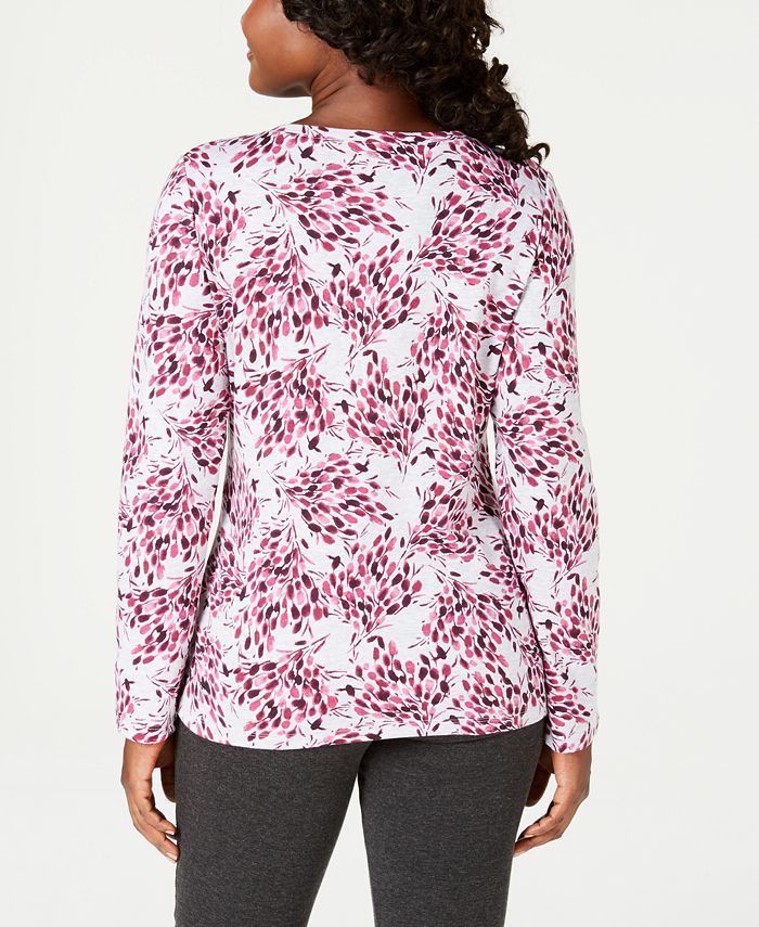 Karen Scott Printed Henley Top, Created for Macy's Macy's