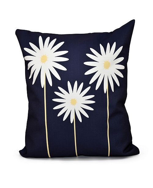 E By Design 16 Inch Navy Blue Decorative Floral Throw Pillow