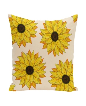 E By Design 16 Inch Off White Decorative Floral Throw Pillow In Yellow