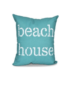 E By Design Beach House 16 Inch Teal Decorative Word Print Throw Pillow
