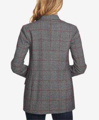 CeCe Double-Breasted Plaid Blazer