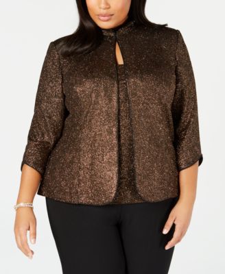 Alex Evenings - Plus Size Metallic Jacket & Top