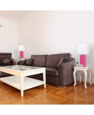 Elegant Designs 2 Pack Modern Leather Table Lamps with White Fabric Shades