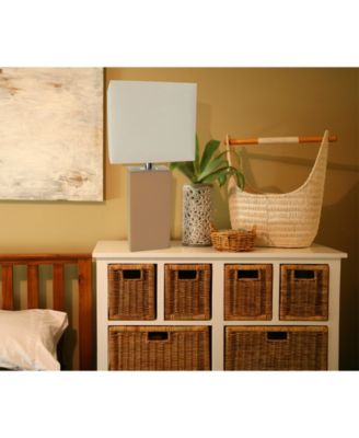 Elegant Designs Modern Leather Table Lamp with White Fabric Shade