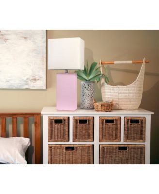 Elegant Designs Modern Leather Table Lamp with White Fabric Shade