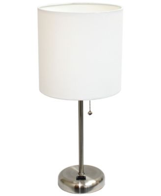 Lime Lights Stick Lamp with Charging Outlet and Fabric Shade