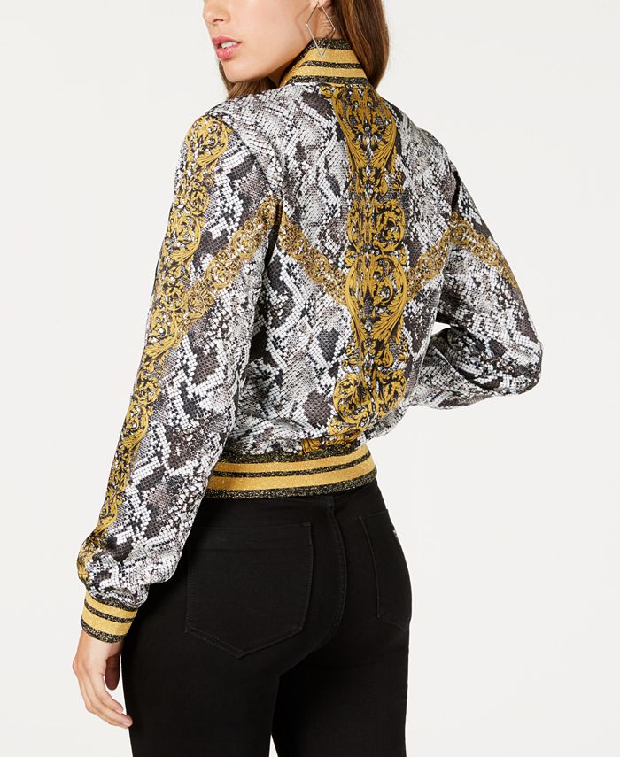 Guess rae printed bomber jacket sales