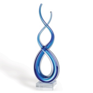 BADASH CRYSTAL TOUCH OF THE BLUES ART GLASS SCULPTURE