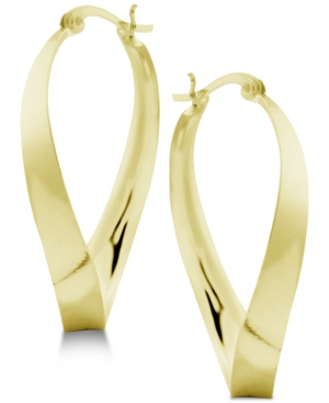image of Essentials Polished Twist Medium Hoop Earrings in Fine Silver-Plate