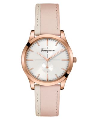 Ferragamo - Women's Swiss Slim Formal Blush & Almond Leather Strap Watch 35mm