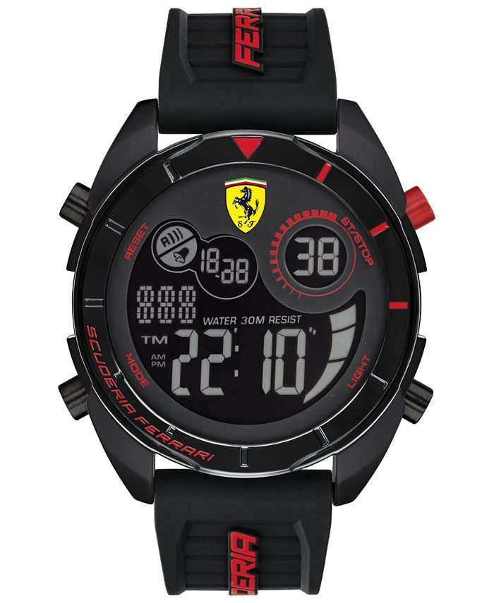 Ferrari Men's Forza Analog-Digital Black Silicone Strap Watch 45mm