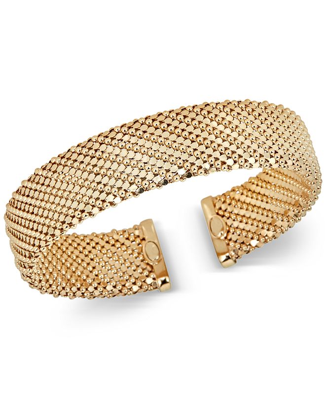 Italian Gold Mesh Look Wide Bangle Bracelet In 14k Gold Plated Sterling Silver And Reviews 9645