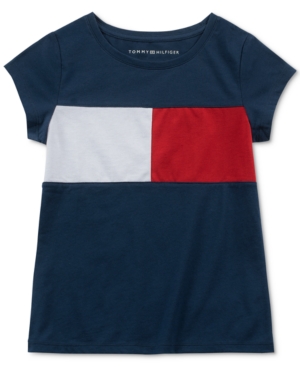 image of Tommy Hilfiger Big Girls Pieced Flag T-Shirt