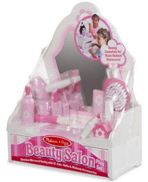 Melissa & Doug Wooden Beauty Salon Play Set With Vanity and Accessories (18pc)