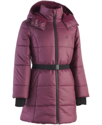 calvin klein big girls belted puffer jacket