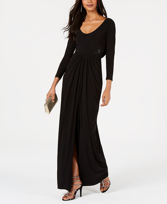 Adrianna Papell Cowl-Back Embellished Gown & Reviews - Dresses - Women ...