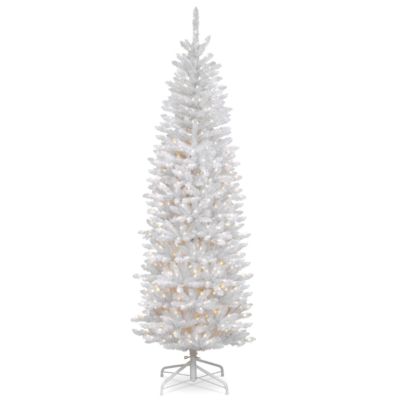 National Tree Company - National Tree 6 .5' Kingswood White Fir Hinged Pencil Tree with 250 Clear Lights