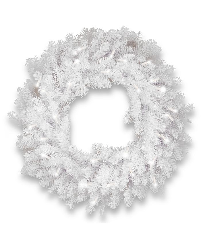 National Tree Company - 30" Dunhill&reg;  White Fir Wreath with Clear Lights