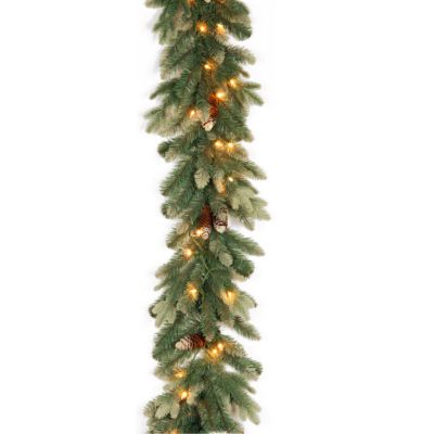 National Tree Company - National Tree 9' Copenhagen Spruce Garland with Flocked Cones 50 Clear Lights
