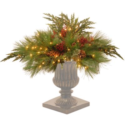 National Tree Company - 30" Decorative Collection White Pine Urn Filler with 135 Clear Lights