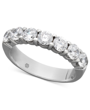 Certified Seven Diamond Station Band Ring in 14k White Gold (1-1/2 ct tw)