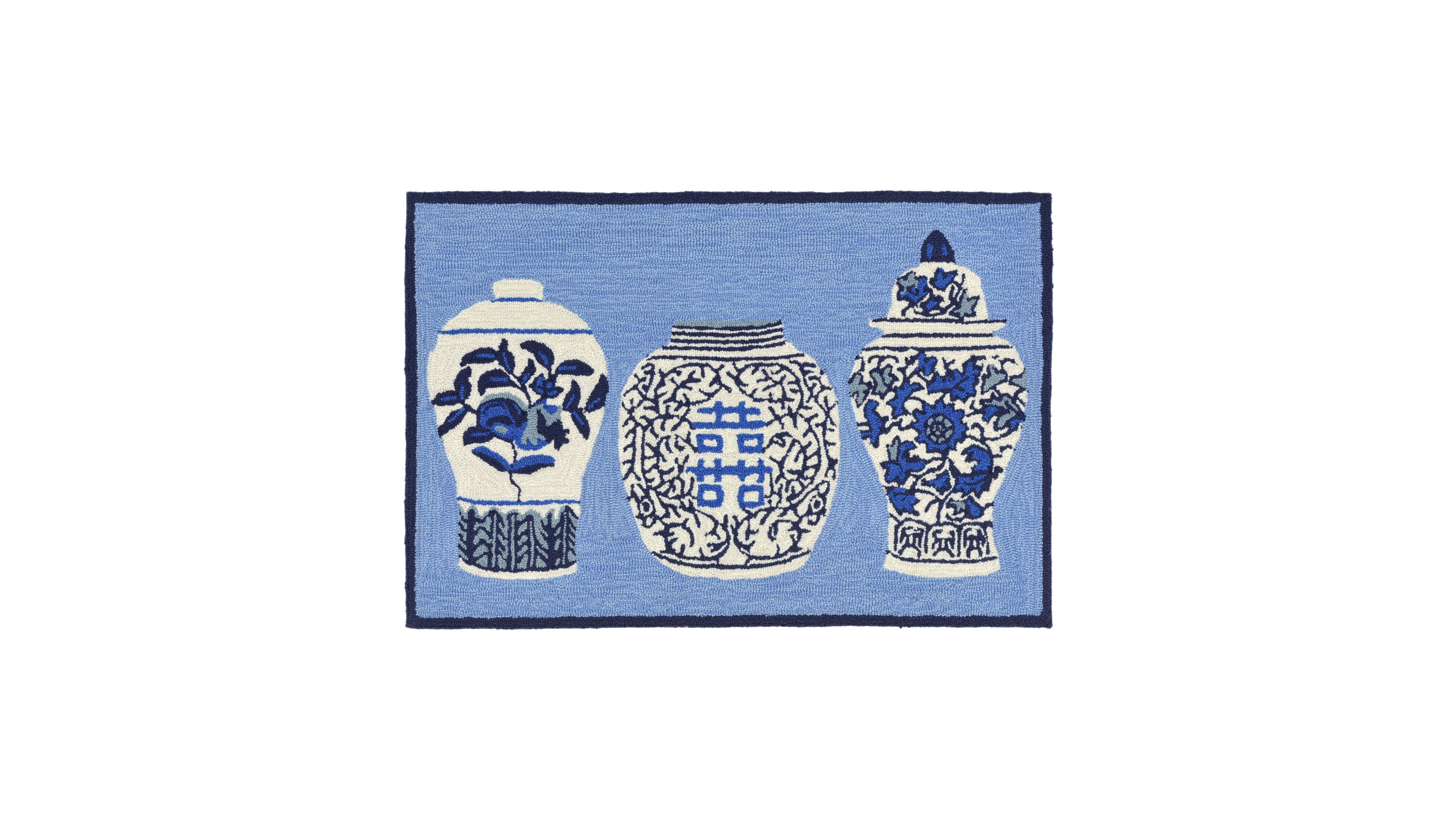 Liora Manne Front Porch Indoor/Outdoor Ginger Jars Blue 2' x 5' Runner Area Rug